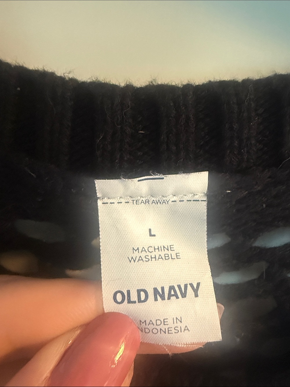 Old Navy Women’s Black Open-Weave Crochet Crewneck Sweater Top Sz L EUC - Picture 2 of 4